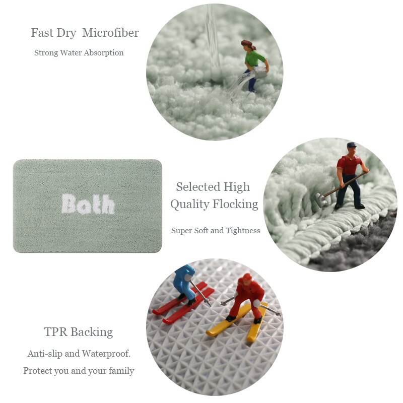 Non-Slip Mat Badkamer Hal Deur Rug Waterdichte Bodem Snelle Droge Bad Tapijten Set Absorberende Keuken Floor Wc Mat 40x60cm