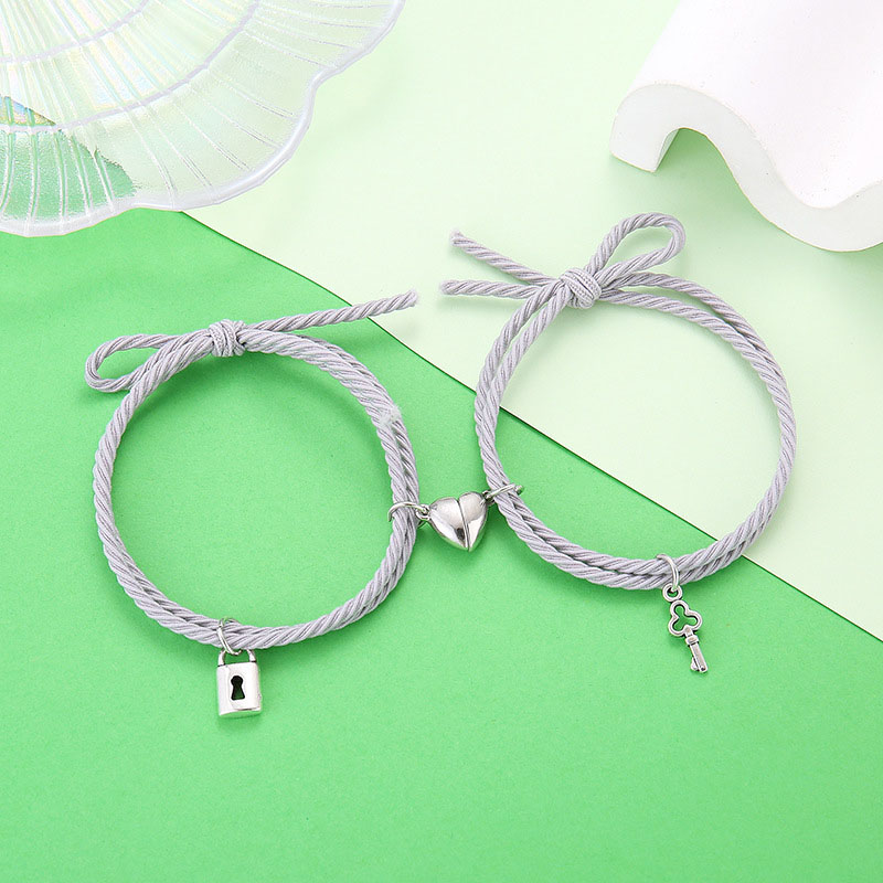 2pcs Magnetic Heart Attraction Couple Bracelets for Lover Bracelets Distance Relationship Braid Rope Bracelet Magnet Matching