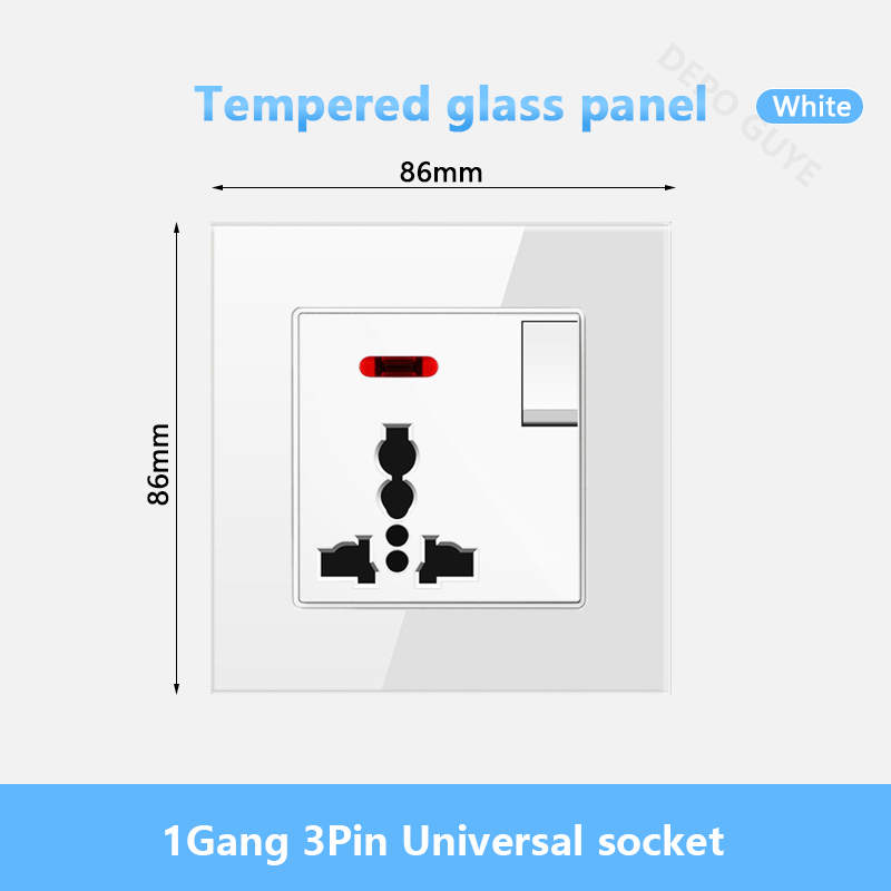 Universal Wall Socket 18W Type-C Fast Charging Plug Outlet,Glass Double 3-Pin Power Socket with DC 5V 3.1A Type-c USB Charger