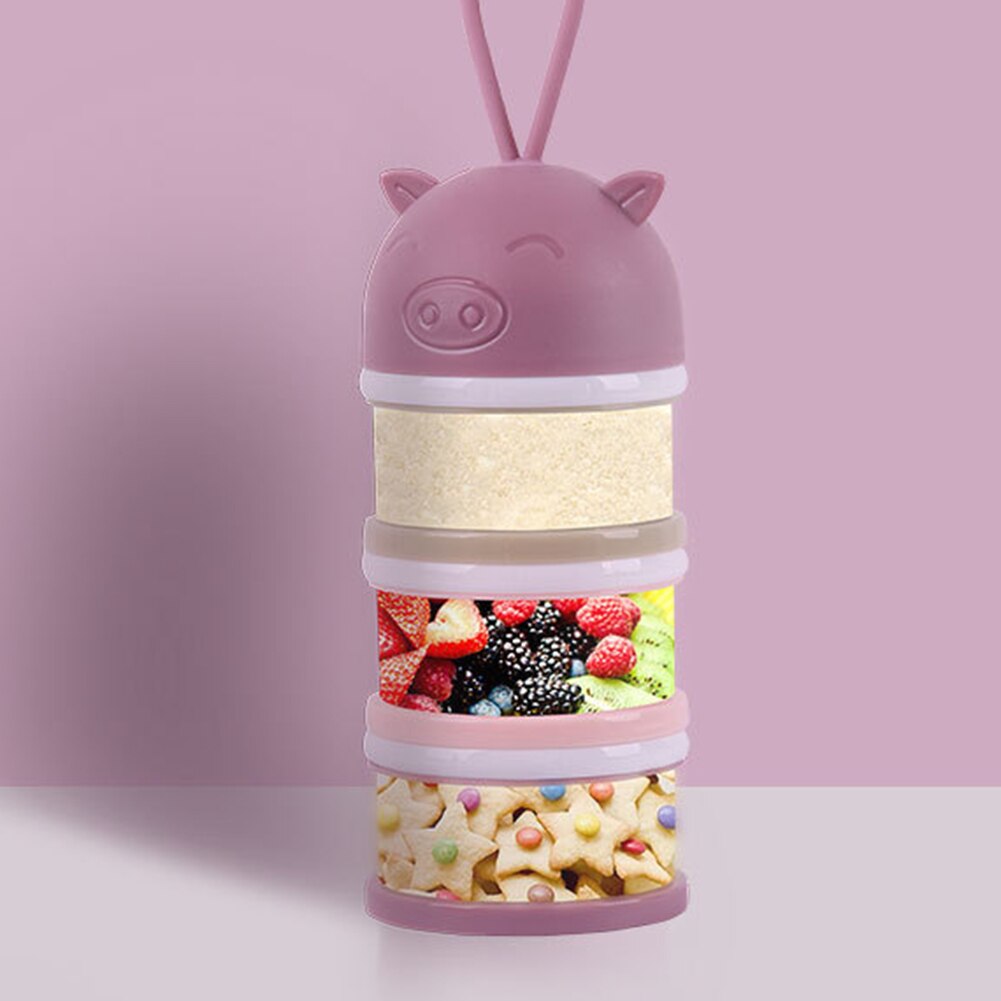 Nyfødt baby mælkepulver kasse aftagelig sød gris flere lag bærbar slik mad opbevaringsboks spædbarn toddle snacks container