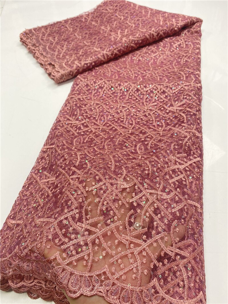 Tessuto di pizzo con paillettes bianco africano 2020 tessuto di pizzo Tulle francese di alta qualità tessuto di pizzo nigeriano per YA3634B-1 da sposa: immagine 2