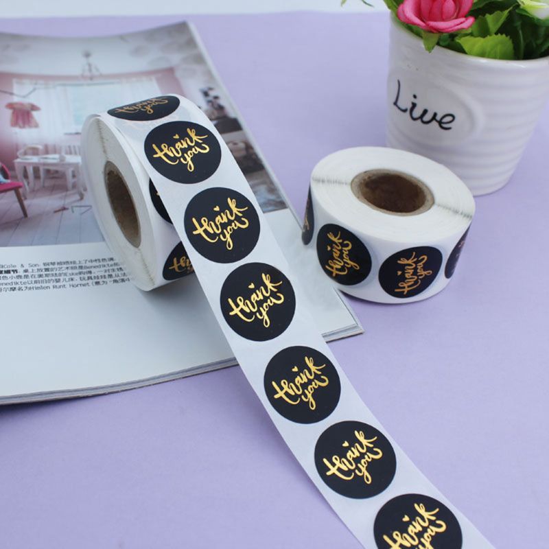 500pcs/roll Thank You Stickers Gold Foil Seal Label Scrapbooking Wedding Decor