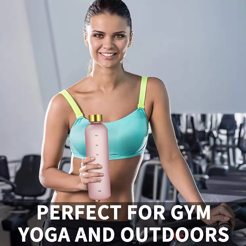 1l vattenflaskor med tidsmarkör 32 oz fitness sport utomhus resor bärbara läckagesäkra dricksglas bpa-fria frostade dryckesflaskor