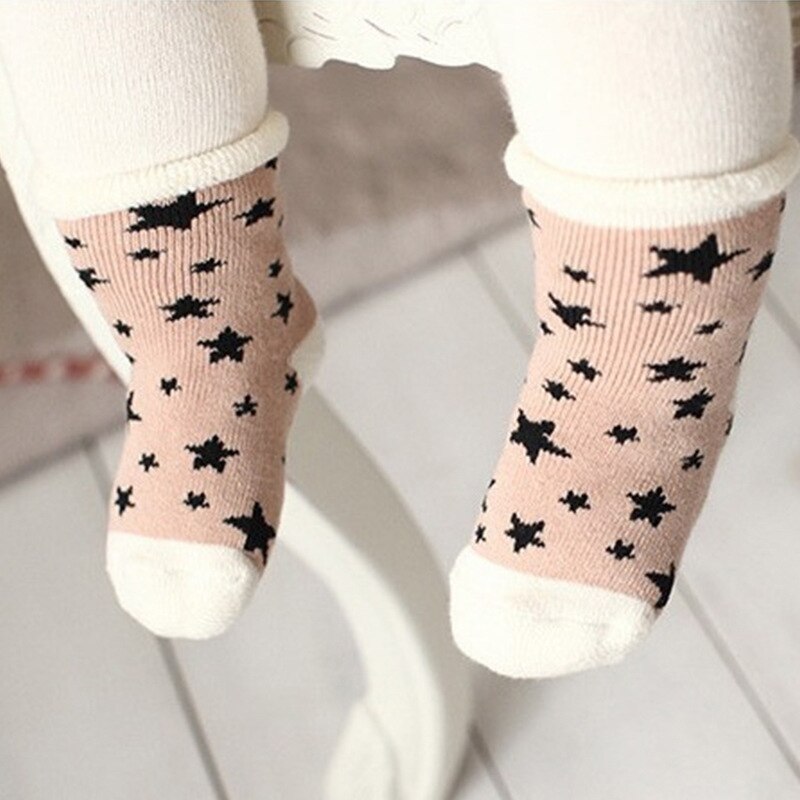 Newborn Star Pattern Cotton Winter Autumn Baby Girls Boys Kids Non Slip Socks Infant Terry Warm Slippers Animals Star Children