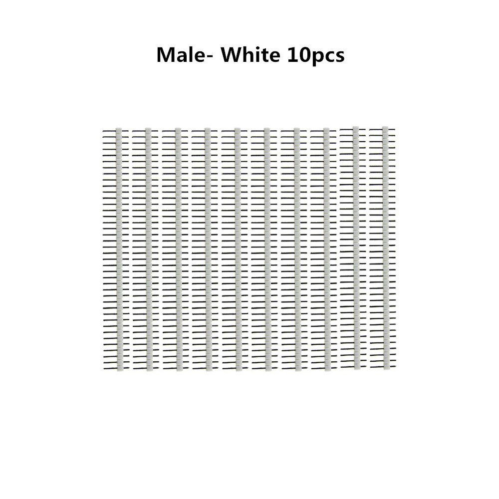 40 Pin 1x40 Single Row Male and Female 2.54 Breakable Pin Header PCB JST Connector Strip for Arduino Black: Male White 10pcs