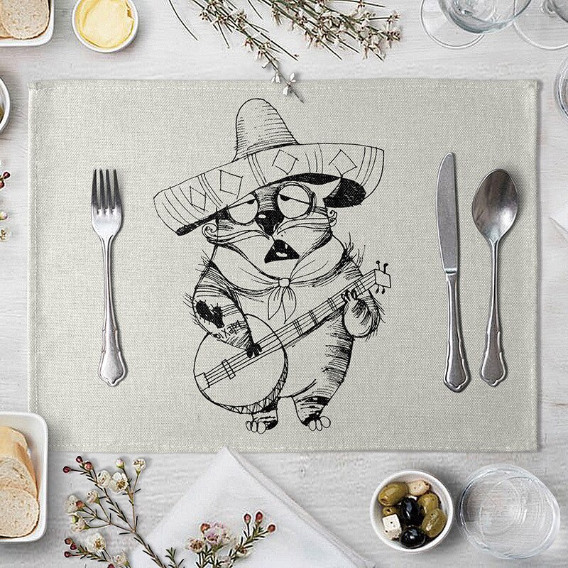 Leuke Cartoon Kat Patroon Tafel Mat Grappige Kat Servet Placemat Keuken Decoratie Dining Accessoires: 4