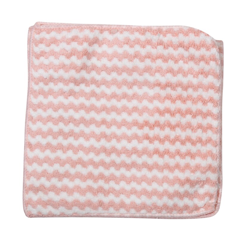 1/20Pcs Striped Flower Household Kitchen Towels Absorbent Thicker Microfiber Wipe Table Kitchen Cleaning Dish Washing Cloth: pink 25 25cm 20pcs