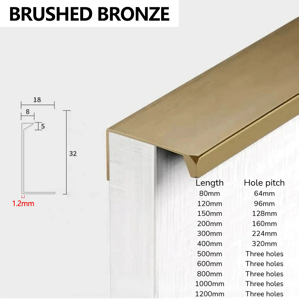 Hidden Handles for Furniture Kitchen Cabinet Handles Dresser Drawer Knobs Aluminum Alloy Wardrobe Cupboard Door Handle Hardware: 8XL / Yellow