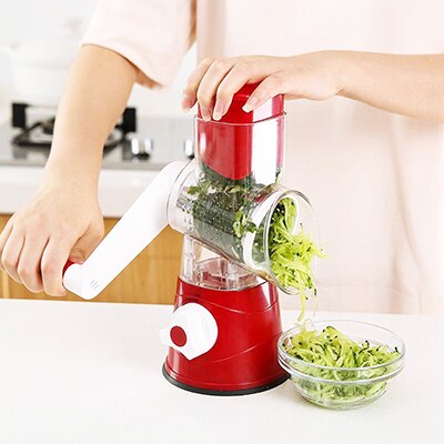 Multifunctionele Handleiding Plantaardige Spiral Slicer Chopper Slicer Kaas Rasp Groentesnijder Keuken Gereedschap: Rood