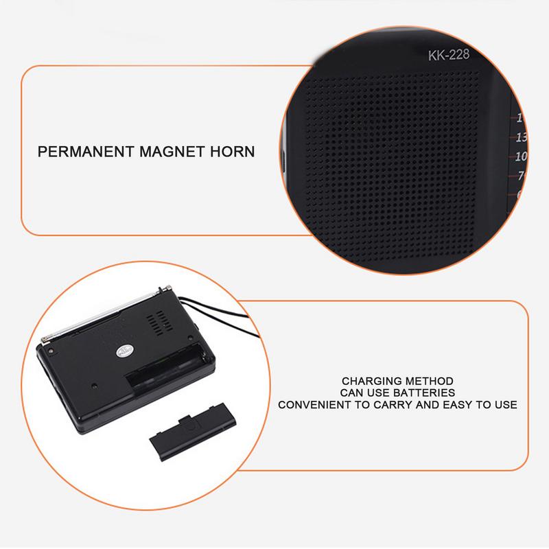 Mini am/fm-radio oppladbar fullbølgebånd utendørs nødradio teleskopantenne aa-batteridrevet for morgentrening