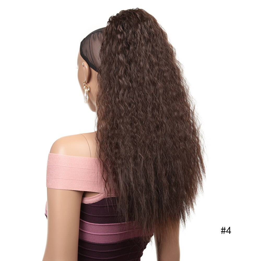 Extensions capillaires synthétiques, 24 pouces, postiche longue, crépue, lisse, queue-de-cheval avec Clip, postiche Afro pour femmes, Expo City: n ° 4