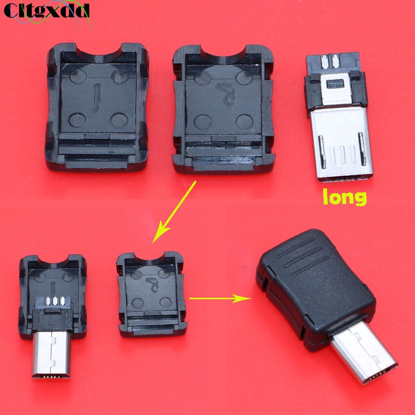 cltgxdd 1pcs Micro USB 5 pin Male plug connector Long / Short / Bent V8 port welding Data OTG line interface DIY data cable