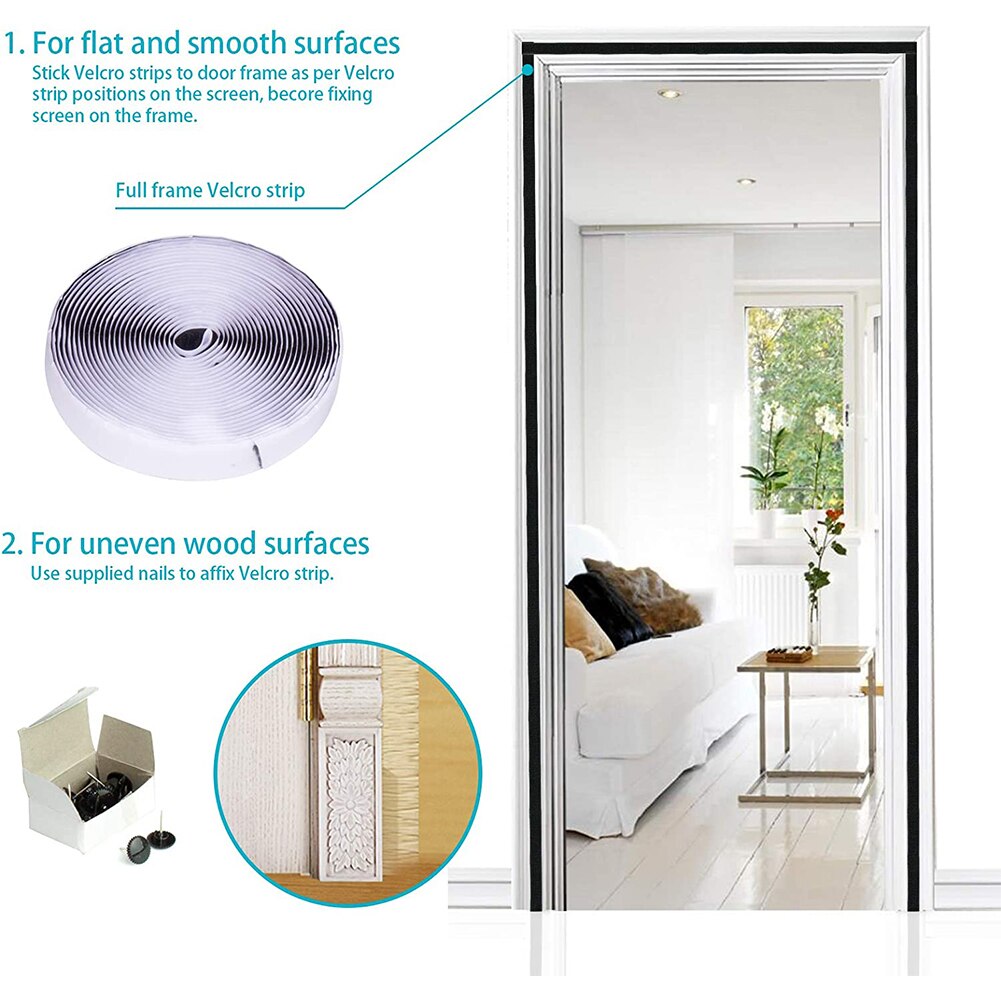 Magnetic Mesh Door Screen Magnetic Sliding Door Curtain Mosquito Net Balcony Door Sticker Anti Mosquito Insect Fly Bug Curtains