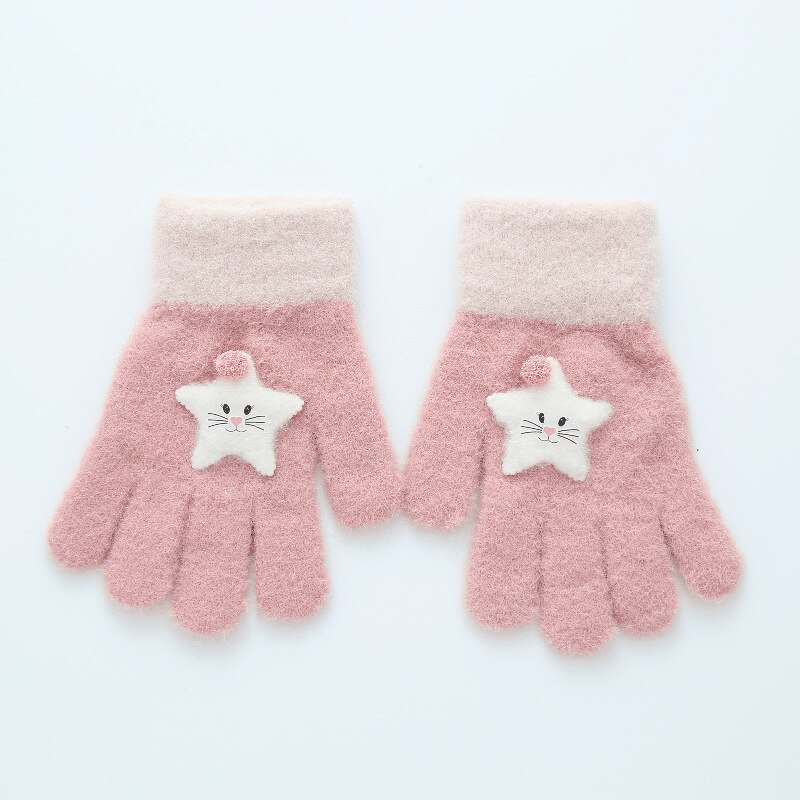Kinderen Handschoenen Herfst En Winter Cartoon Leuke Jacquard Snoep Kleur Gebreide Handschoenen Voor 6-13Y Baby Handschoenen Wanten