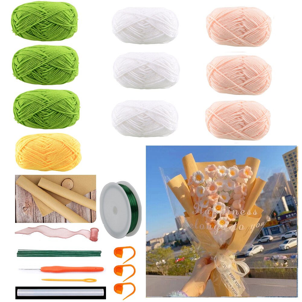 TPRPYN lilie der tal Strauß Häkeln Bausatz mit garn DIY Blumen Häkeln Bausätze betroffen Dame tränen handmake anfänger: RW23-3 20-3 57-3 1