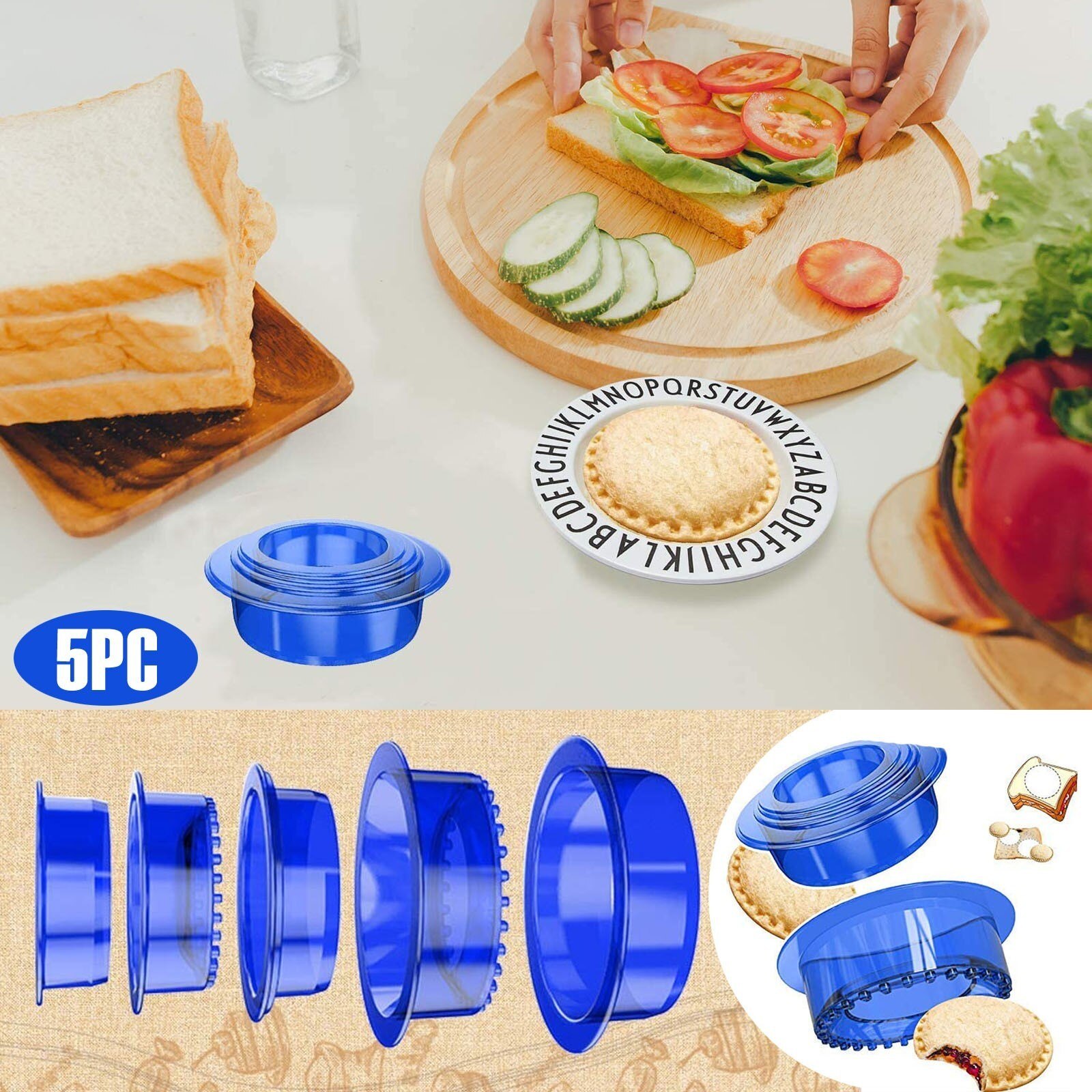 25 # Taart Tools Diy Thuis Gemak Sandwich Cutter En Cealing Cachine 5Pc Blauw Cake Decorating Gereedschap Keuken Accessoires молд: Default Title