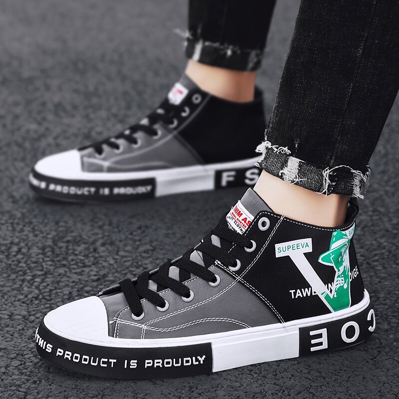 Chaussures d'été en tissu aizhetu, chaussures de marée respirantes, chaussures montantes décontractées, chaussures pour hommes, chaussures en toile: Gris / 7