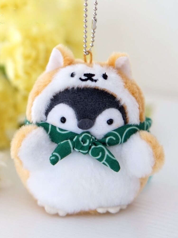 Chaveiro de pelúcia de desenhos animados, chaveiro de pinguim de pelúcia, pingente macio, brinquedo de pelúcia fofo min, animal fofo, presente para meninas: 8cm Shiba Inu