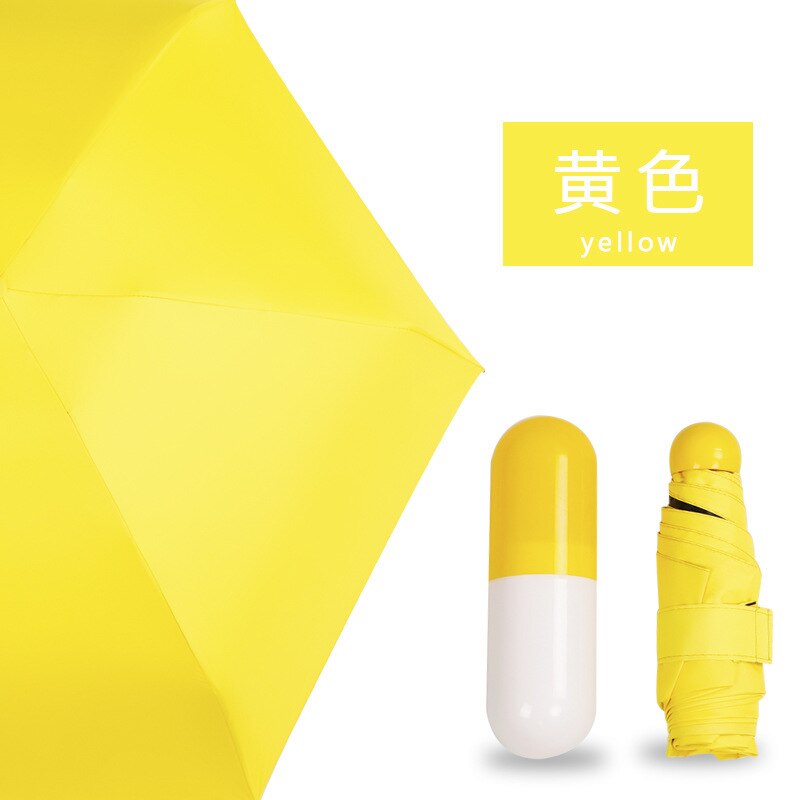 Fünf-falten Kapsel Sonnenschirm UV Schutz Sonnencreme Mini Leichte, Tragbare Mädchen Regen und Regen Dual-einsatz Folding regenschirm: yellow