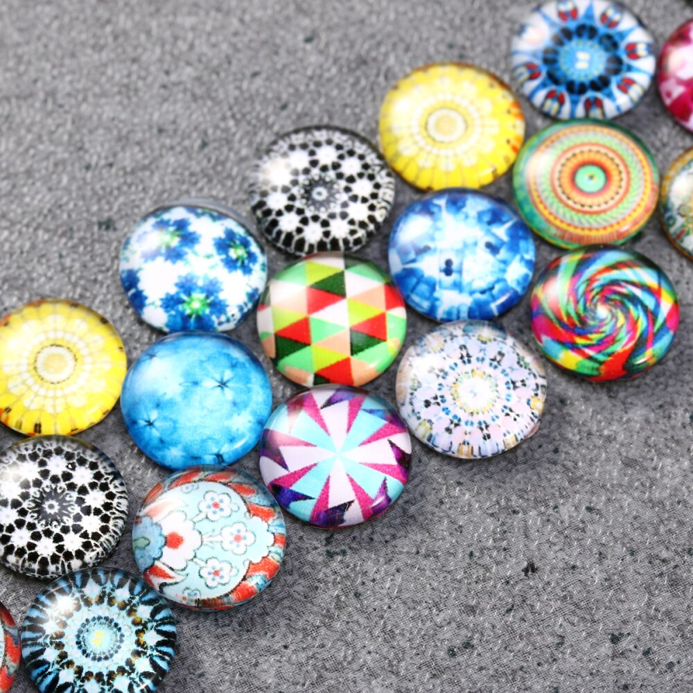 200pcs 12mm Mixed Round Mosaic Tiles for Crafts Glass Mosaic Supplies for Jewelry Making