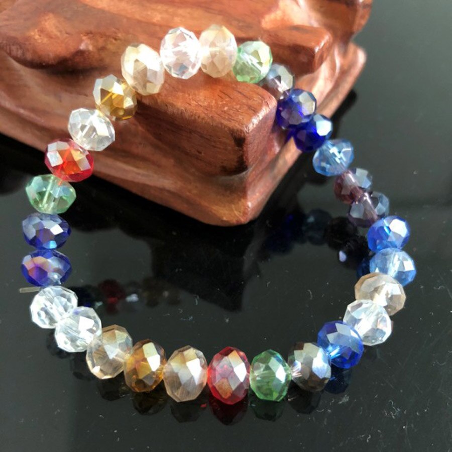 Charme Handgemachte frauen 8mm Strass Glas Kristall Perlen Runde Perlen strecken-Armbinde Femme Armreif Armbänder Mädchen wickeln Schmuck