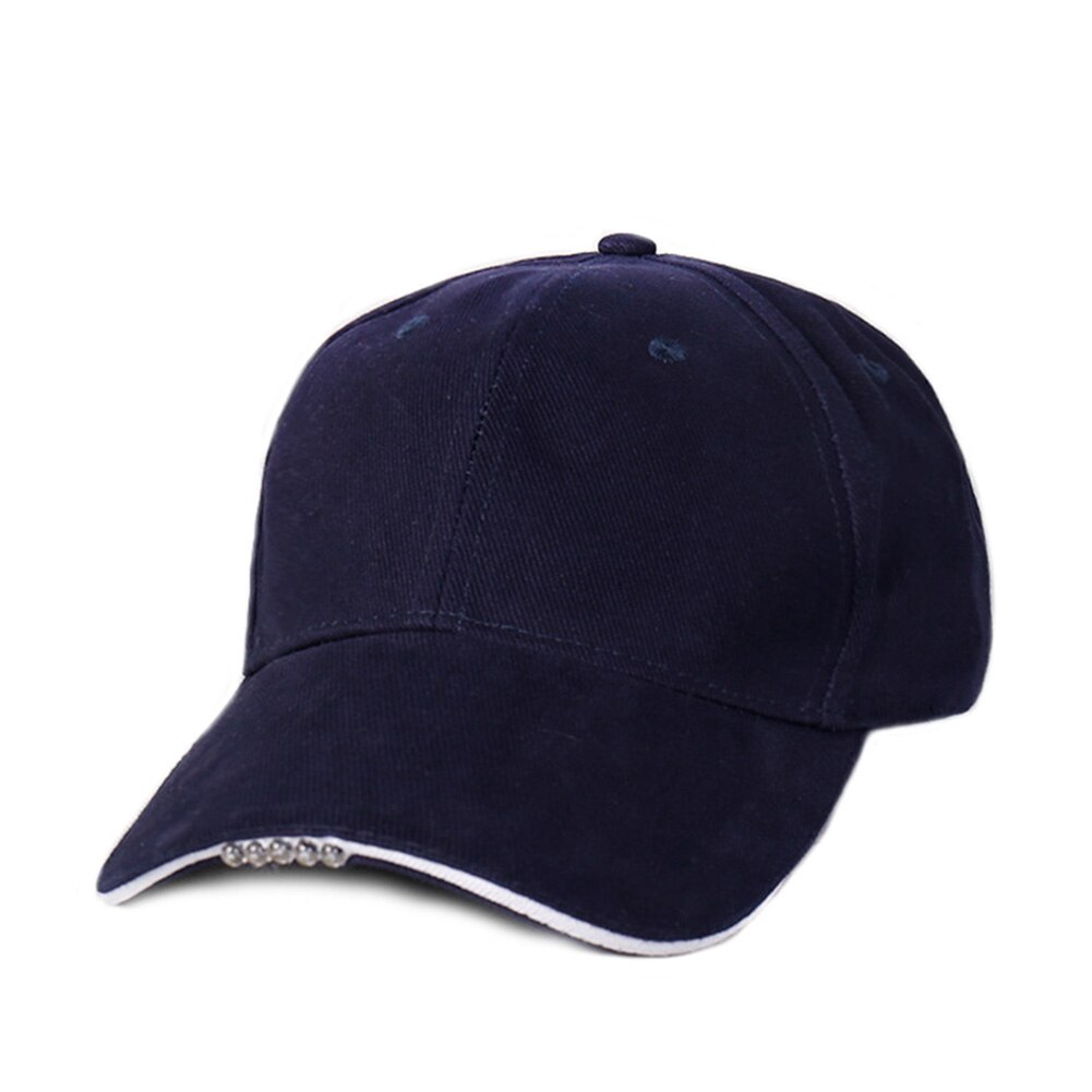 Handen Gratis Cap Met Koplamp Super Heldere Led-verlichting Unisex Baseball Cap Zaklamp Hoed Voor Vissen Jogging Hoofd Lamp: Marineblauw