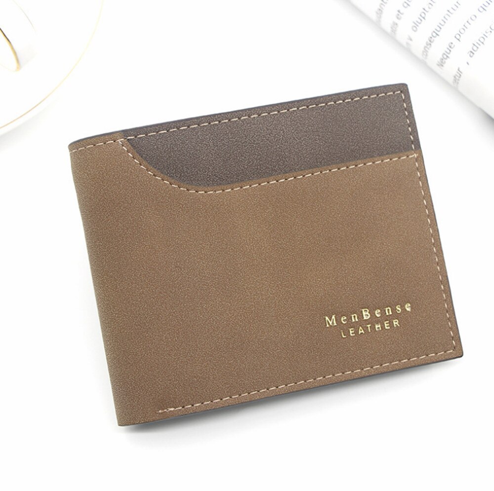 men's short wallet Splicing retro youth wallet ultra-thin men's cross-section wallet men's wallet price: Dark Grey