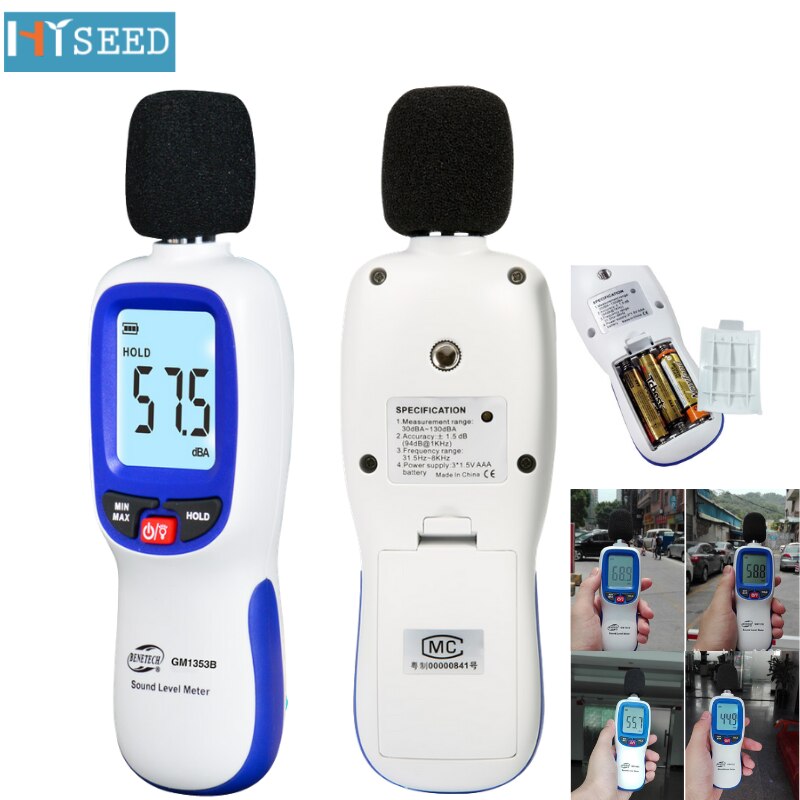 Detection sound 1358 decibel meter digital noise high precision alarm monitor low frequency measuring device backlight home