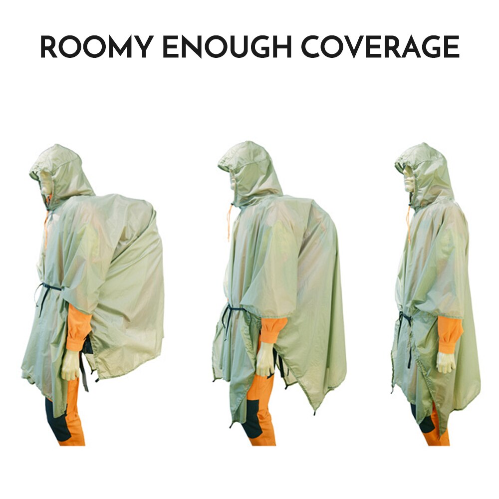 Waterproof Rain Poncho Lightweight Reusable Hooded Rain Coat Jacket for Outdoor Camping Hiking Cycling Rain Coat