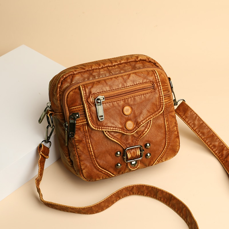 Phone Shoulder Bags For Women Small Leather Purses Vintage Crossbody Bag For Girls Messenger Bags Rivet Button Women Waist Bag