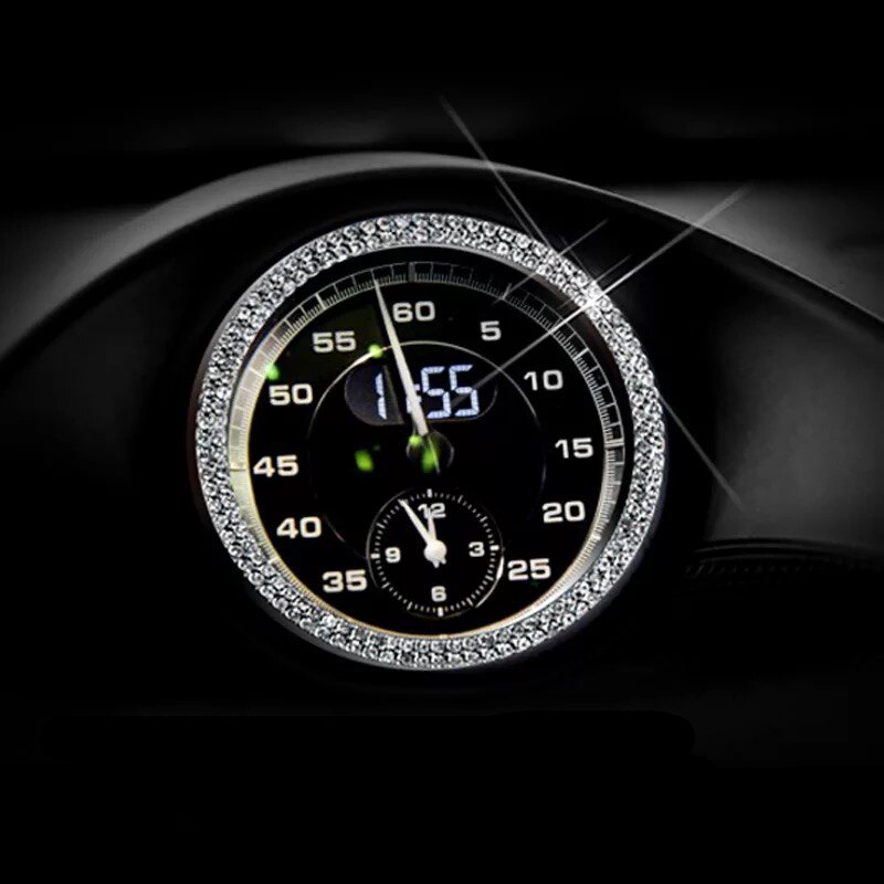 Car interior clock stickers diamond alloy rhinesto... Grandado