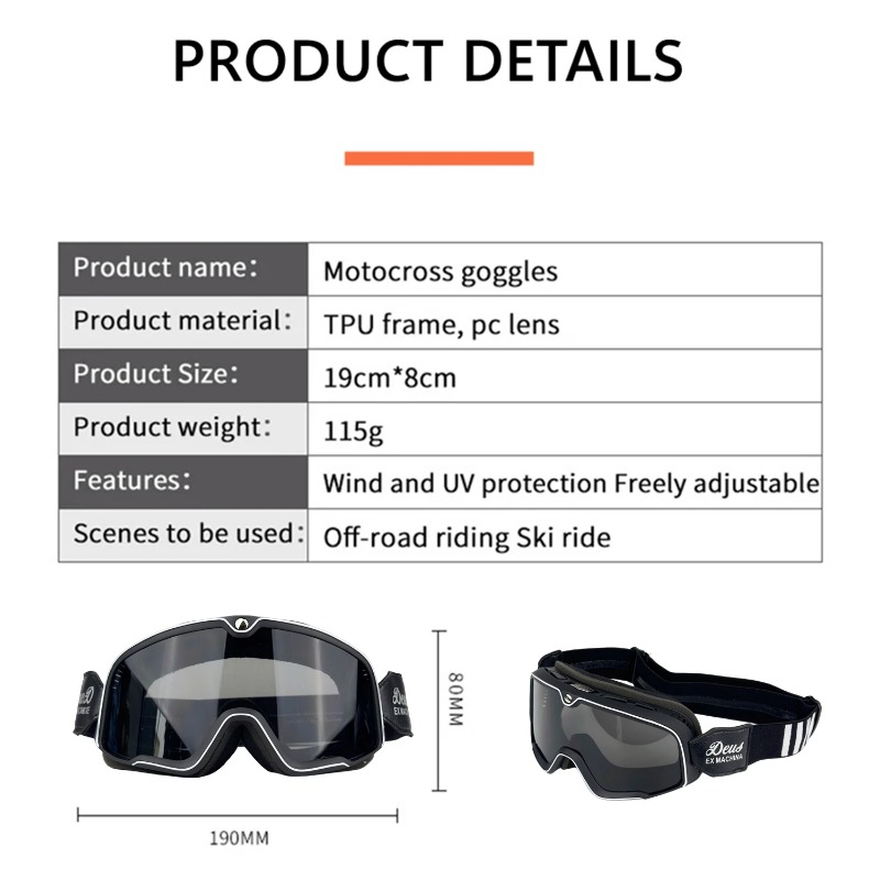 Motorhelmbril Retro motorfiets off-road fietsen Fietszonnebril Winddicht en zanddicht Off-road universeel glas...