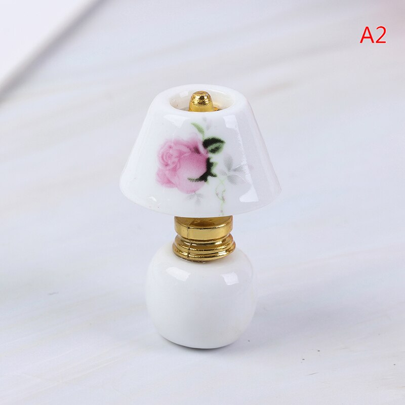1:12 Mini Ceramic Lamp Miniatures Dollhouse Toy Porcelain Miniature Table Lamp Doll House Accessories: A2