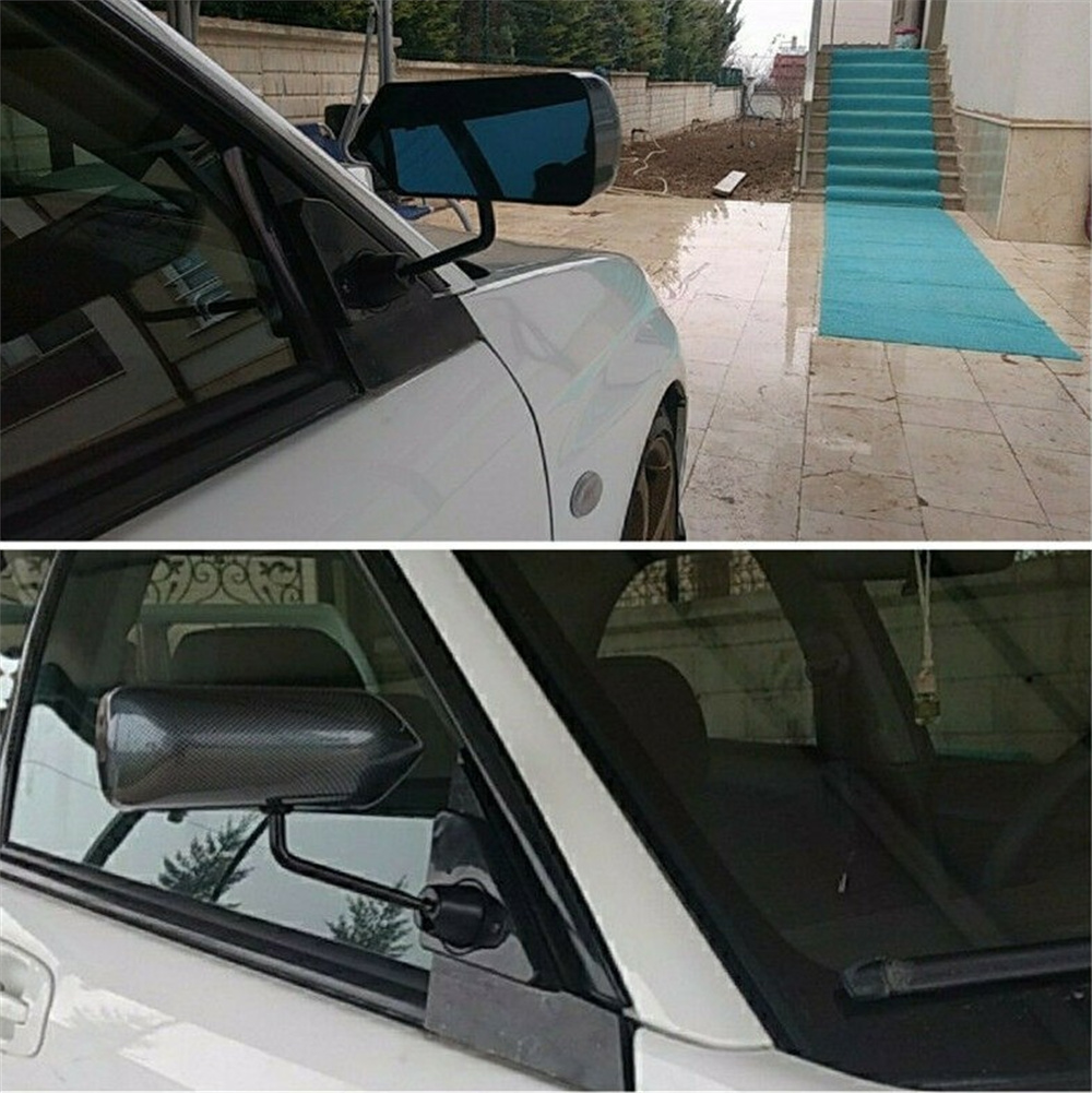 Espejos retrovisores de ala gran angular estilo F1 para coche Rav4 Mazda3 RX7 Sxe10 Fit G35 City, aspecto negro brillante/fibra de carbono, 2 uds.
