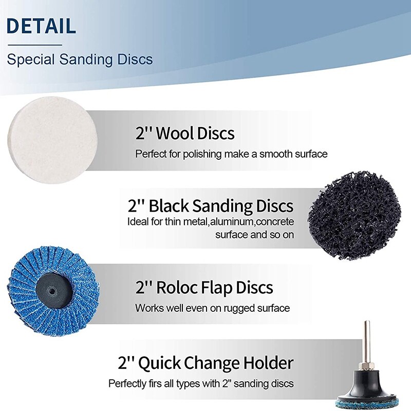 Sliphjulsats roloc snabbbytesskiva med 1/4 fästen för slipmaskin roloc skivlås luftslipmaskin tillbehör