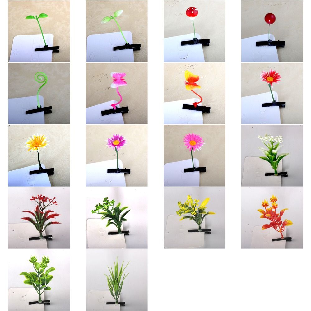 1Pair Simulation Bean Sprout Hair Clip Cherry Butterfly Flower Plant Hairpins Hair Accessories Funny Cartoon Duckbill Clips