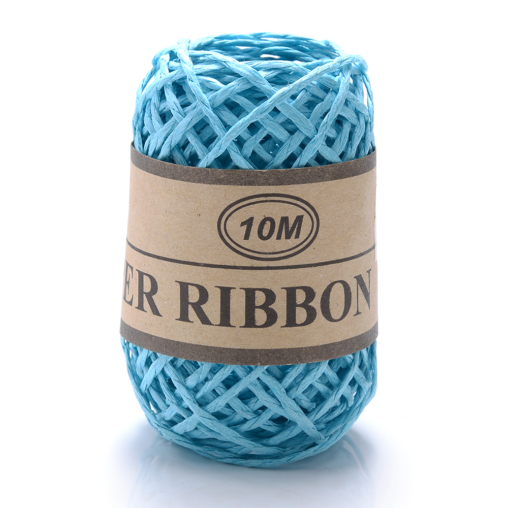 10 meter/rulle raffia papirreb blomsteremballage materiale gør-det-selv håndværk maleri fest bryllup dekoration tilbehør: Blå