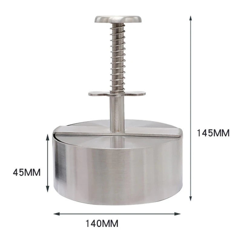 304 Roestvrij Staal Hamburger Vleespers Burger Patty Maker Mold Handleiding Cake Grill Vlees Tool Rundvlees Varkensvlees Rijstpers Maken Mallen: GRIJS