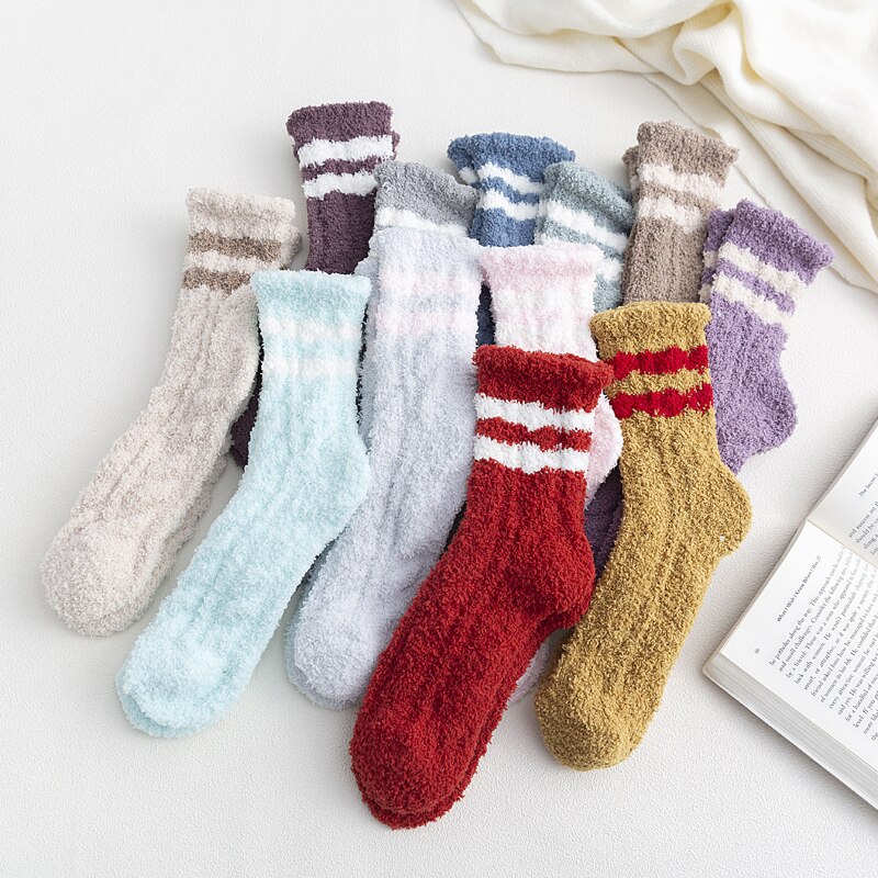 One Pair Arrivals Twist Coral Fleece Socks Female Kawaii Tube socks Autumn Winter Cute Warm Fluffy Sleeping Floor Socks