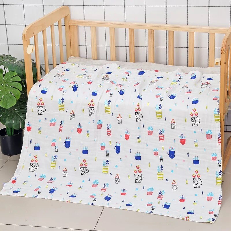Baby tæppe & indpakning blødt badehåndklæde baby sengetøj sæt bomuld spædbarn wrap tæppe 6 lag gaze: Kop
