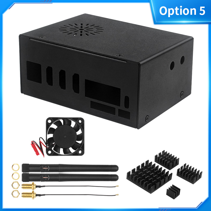 Orange Pi 5 Plus Metal Case with Fan Optional Antenna Aluminum Heatsinks eMMC WiFi BT Moudul Metal Shell for Orange Pi 5 Plus: green