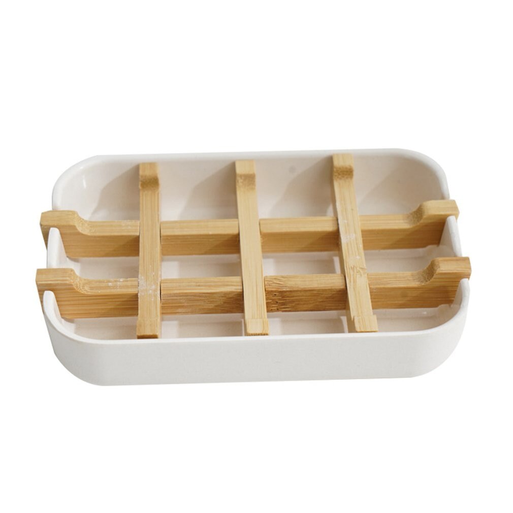 Natural Bamboo Fiber Wooden Soap Dish Soapbox Soap Holder Shower Tray Draing Rack Bathroom Accessories