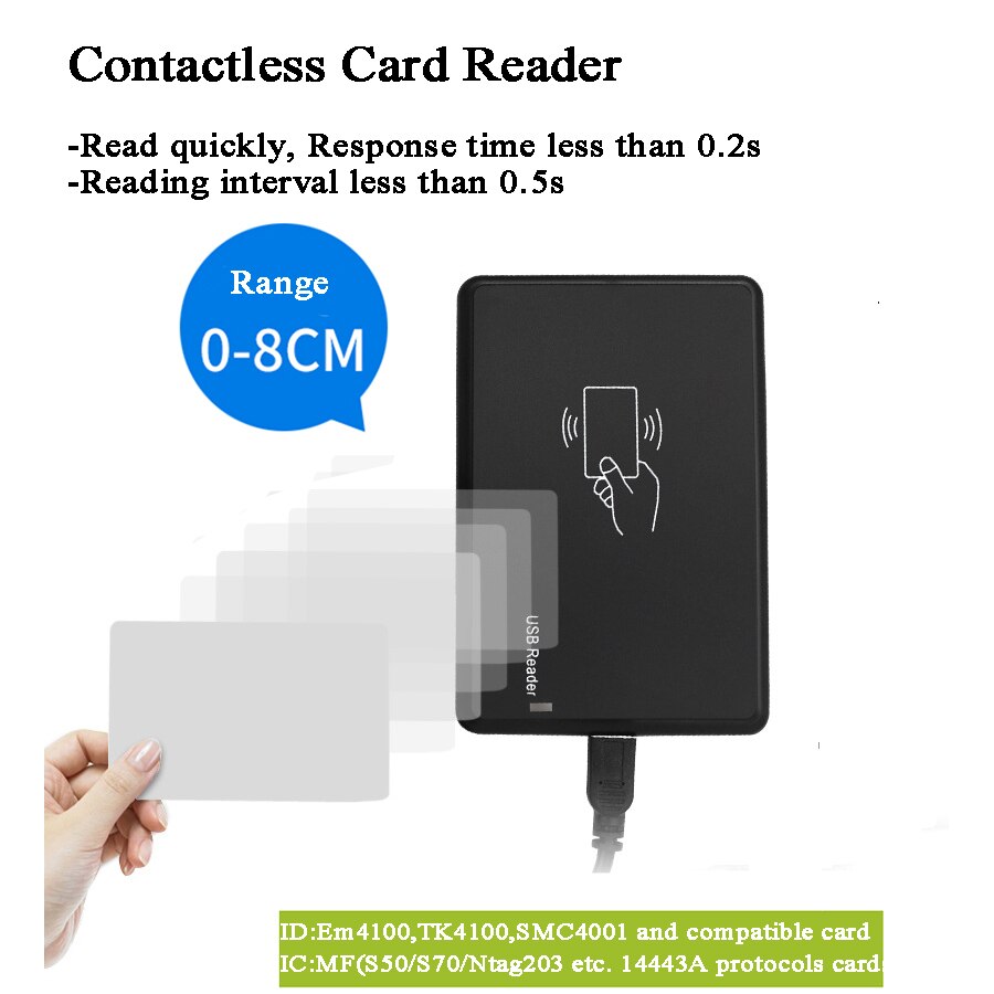 Smart RFID Card reader USB Port for Windows/Linux 125Khz/13.56MHz EM4100/TK4100/14443A ID/IC Card Contactless proximity reader