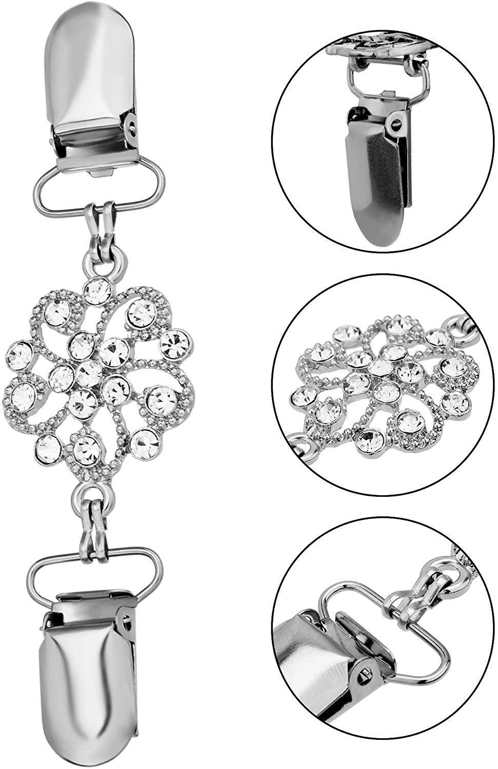 Gejoy 4- delige vintage trui- en sjaalclip, jurk- en vestkraagclip met bloemenpatroon, clip voor dames en meisjes, , 4 stijlen