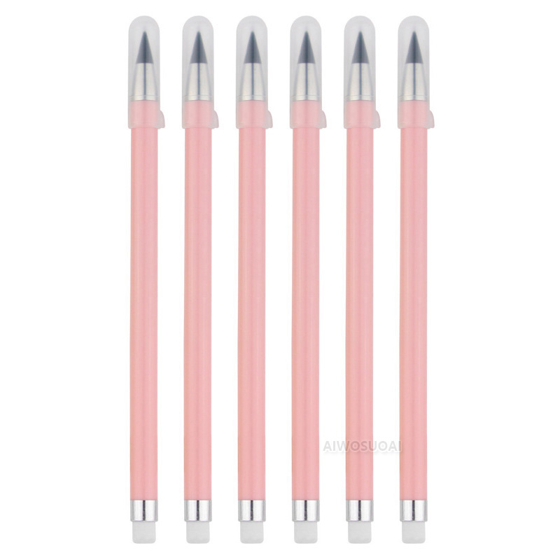 6 unids/set lápiz sin tinta escritura ilimitada sin tinta HB pluma herramienta de pintura para bocetos escuela suministros de oficina para papelería para niños: Rosa