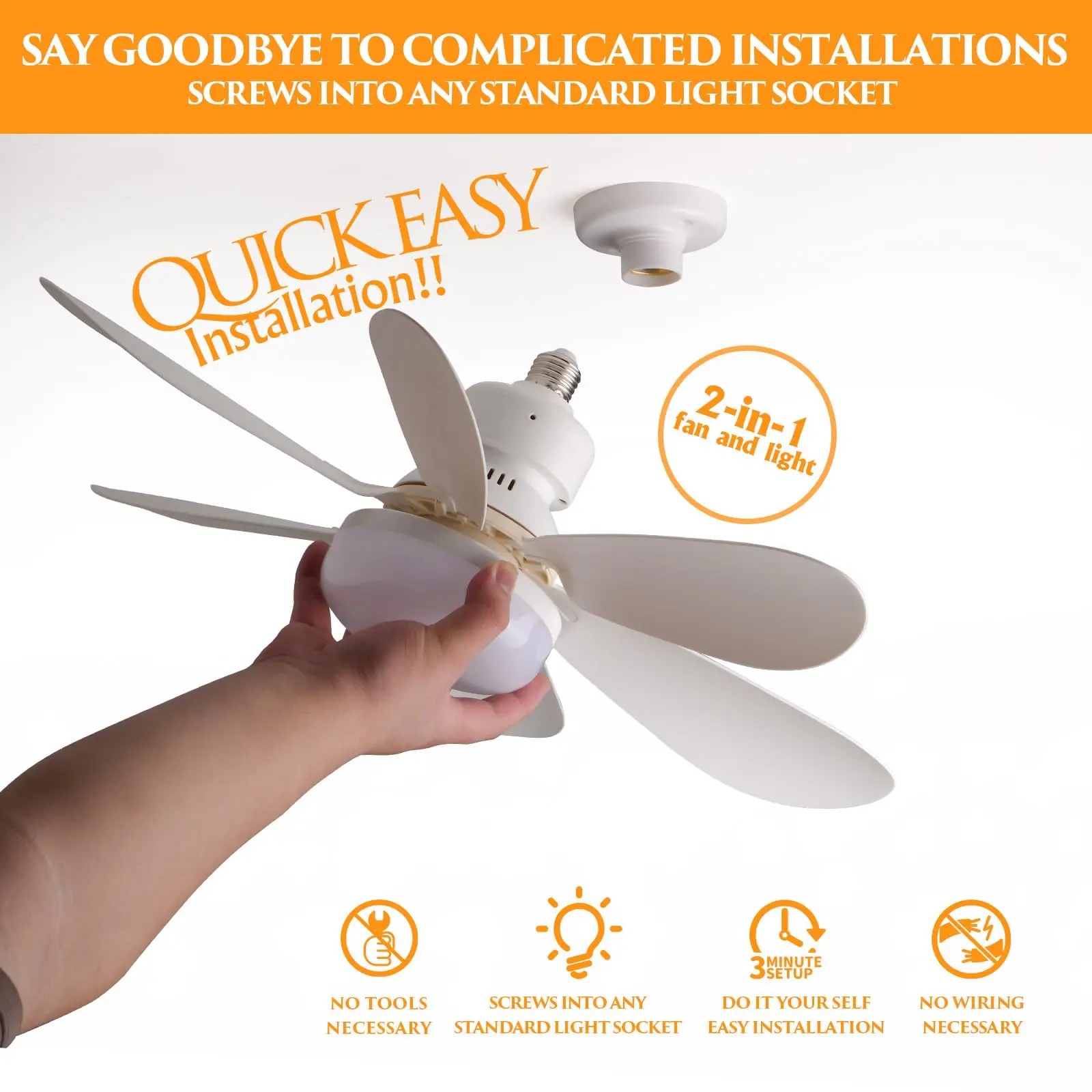 IRALAN-ventilador de techo moderno con luz, lámparas LED E27 con control remoto para habitación, sala de estar, dormitorio, cocina, uso doméstico