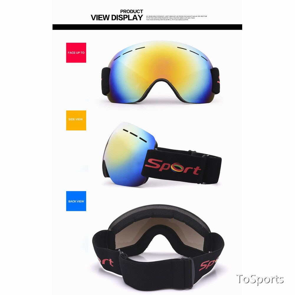Skibrillen sneeuwbrillen voor mannen en vrouwen volwassen bergbeklimmen anti-condens en zandbestendig buitensport grote bolvormige glazen