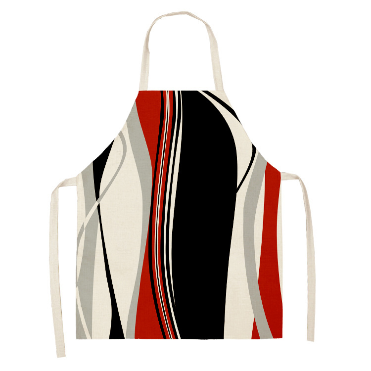 Creatieve Geometrische Patroon Schort Keuken Linnen Schort Vlekbestendig Mouwloze Halter Bib Chef Kok Dragen Kapper Bib: 4 / 68x55cm adults size