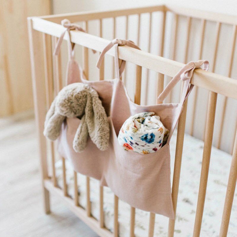 Sac de rangement suspendu pour berceau de bébé en coton, sac de rangement suspendu pour lit de bébé de , organisateur de lit de bébé, poche à couches de jouets pour ensemble de literie pour bébé