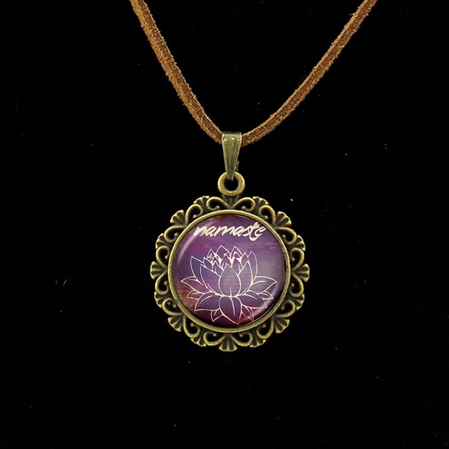 Retro Om Lederen Ketting Mandala Bloem Hanger India Choker Verklaring Kettingen Chakra Zen Yoga Vriendschap Sieraden L 214: L260